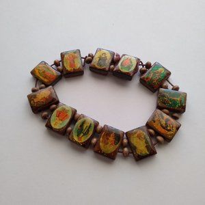Catholic wooden roserie apostolle beaded prayer bracelet